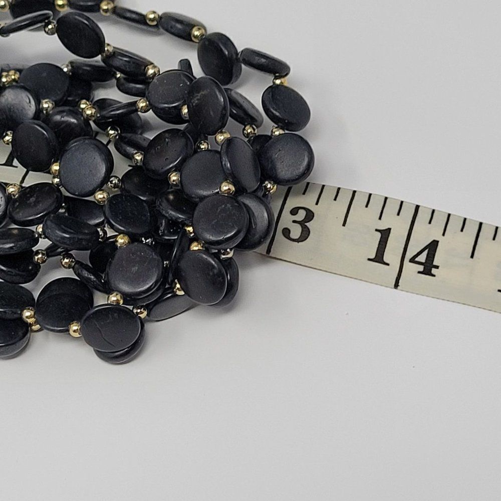 Vintage Chunky statement Mult Strand 26" Opera Necklace Black Seeds Tribal primi - Picture 3 of 9